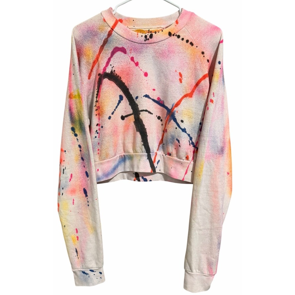 Aviator Nation Artist Collection Cropped Crew Sweatshirt Size Large